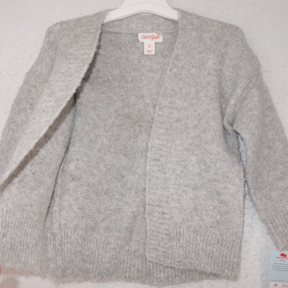 NEW Cat & Jack Super Soft Cardigan Sweater Toddler Girl’s Size 2T Gray Boho - Picture 5 of 7